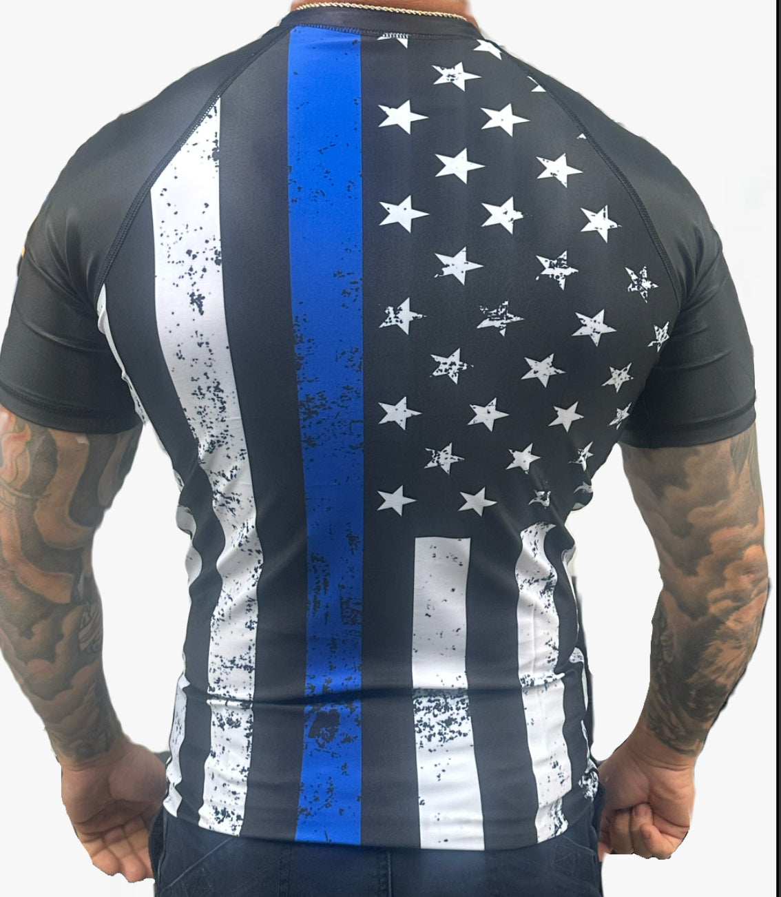 Thin Blue Line Flag Rash Guard – Short Sleeve