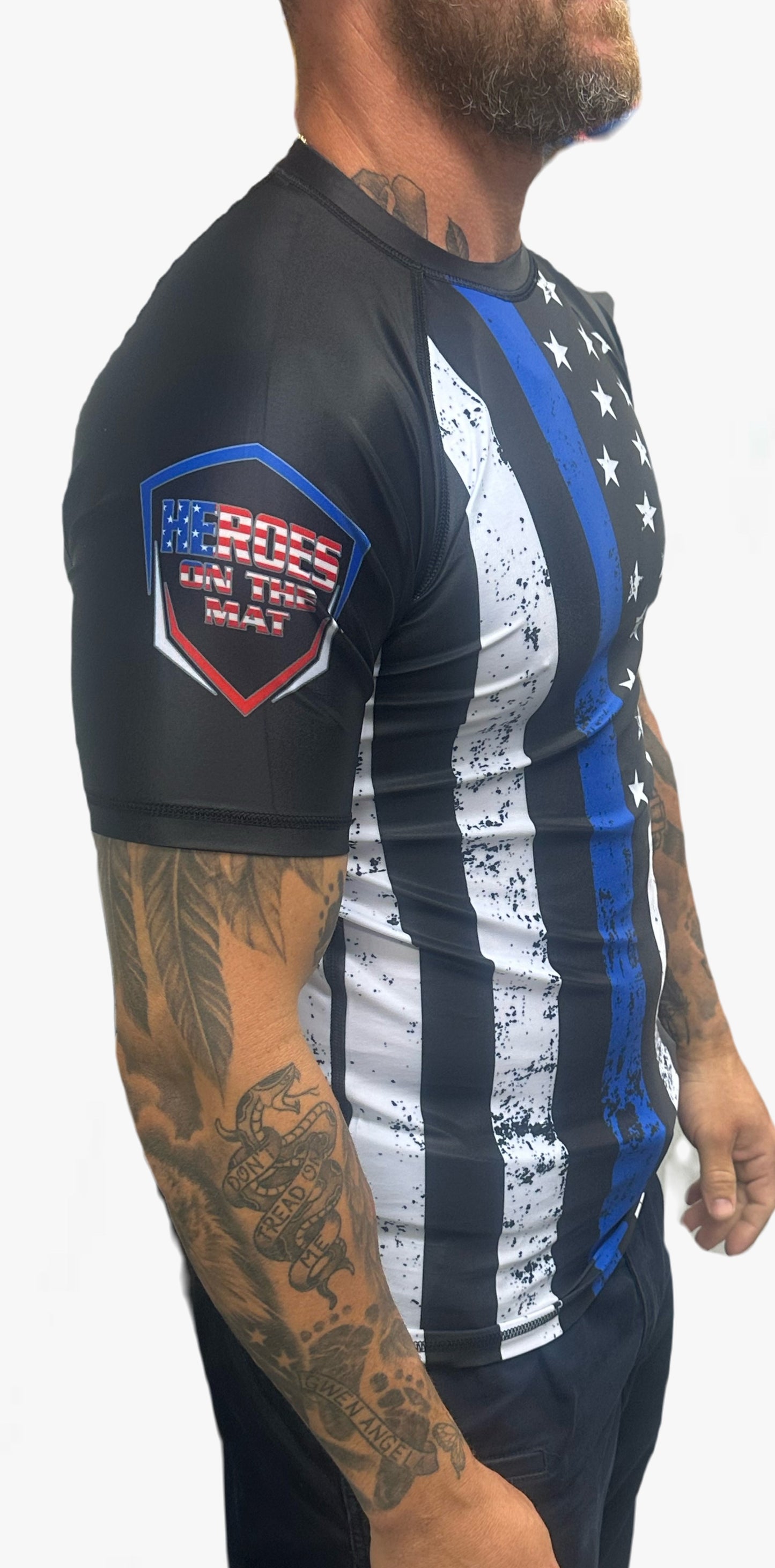 Thin Blue Line Flag Rash Guard – Short Sleeve